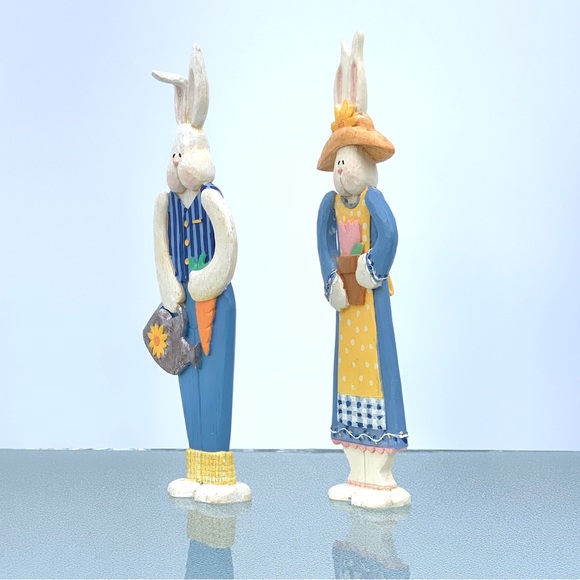 Spring Bunny Rabbit Figurines ~ 2-Piece Set - Picture 2 of 6